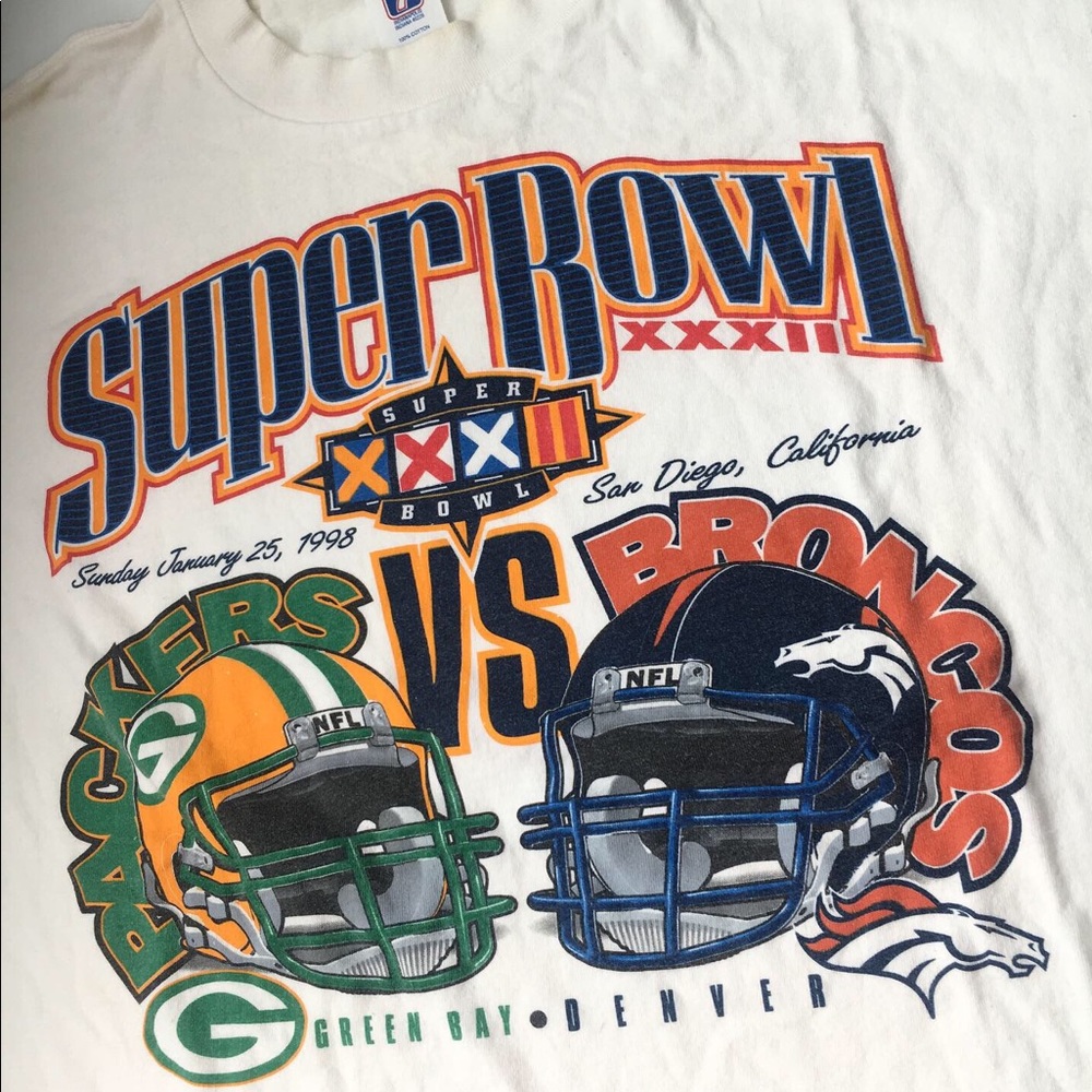 Vintage 1998 Super Bowl XXXII White Tee Shirt